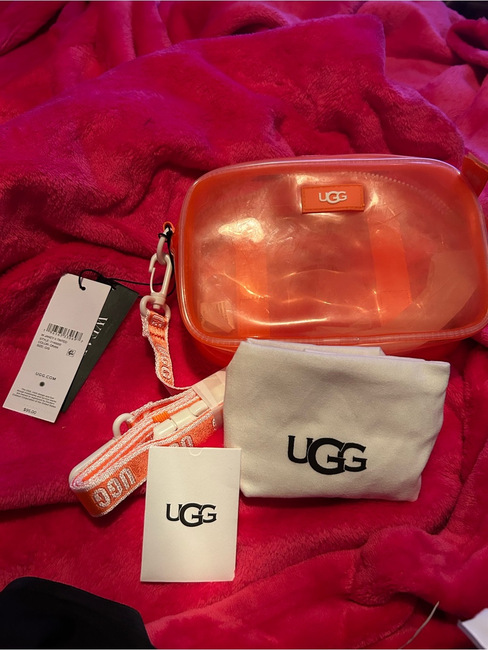 UGG Transparent Orange Crossbody Pouch with Branded Strap